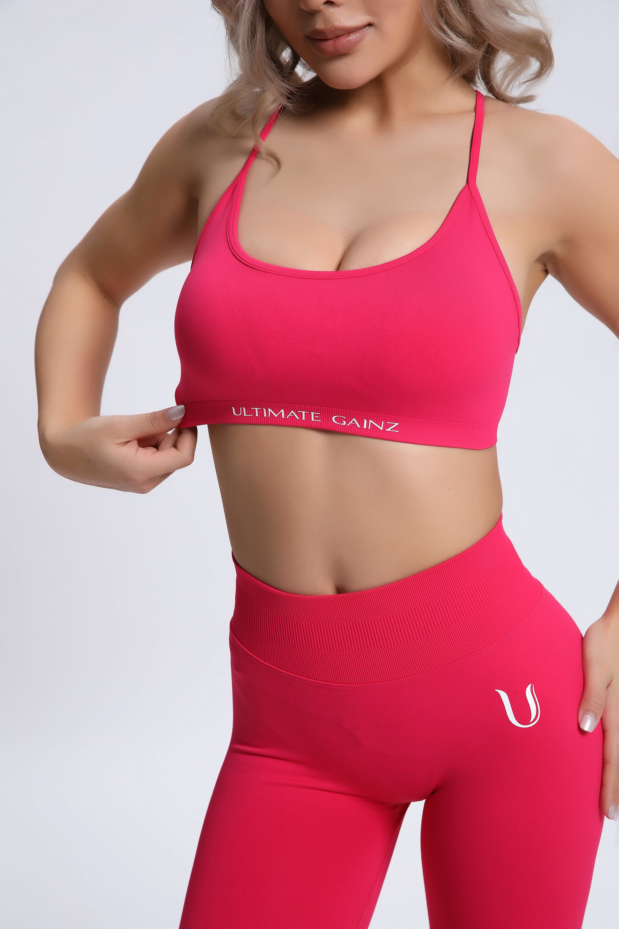 Joy | Crossback Sports Bra – Pink Red