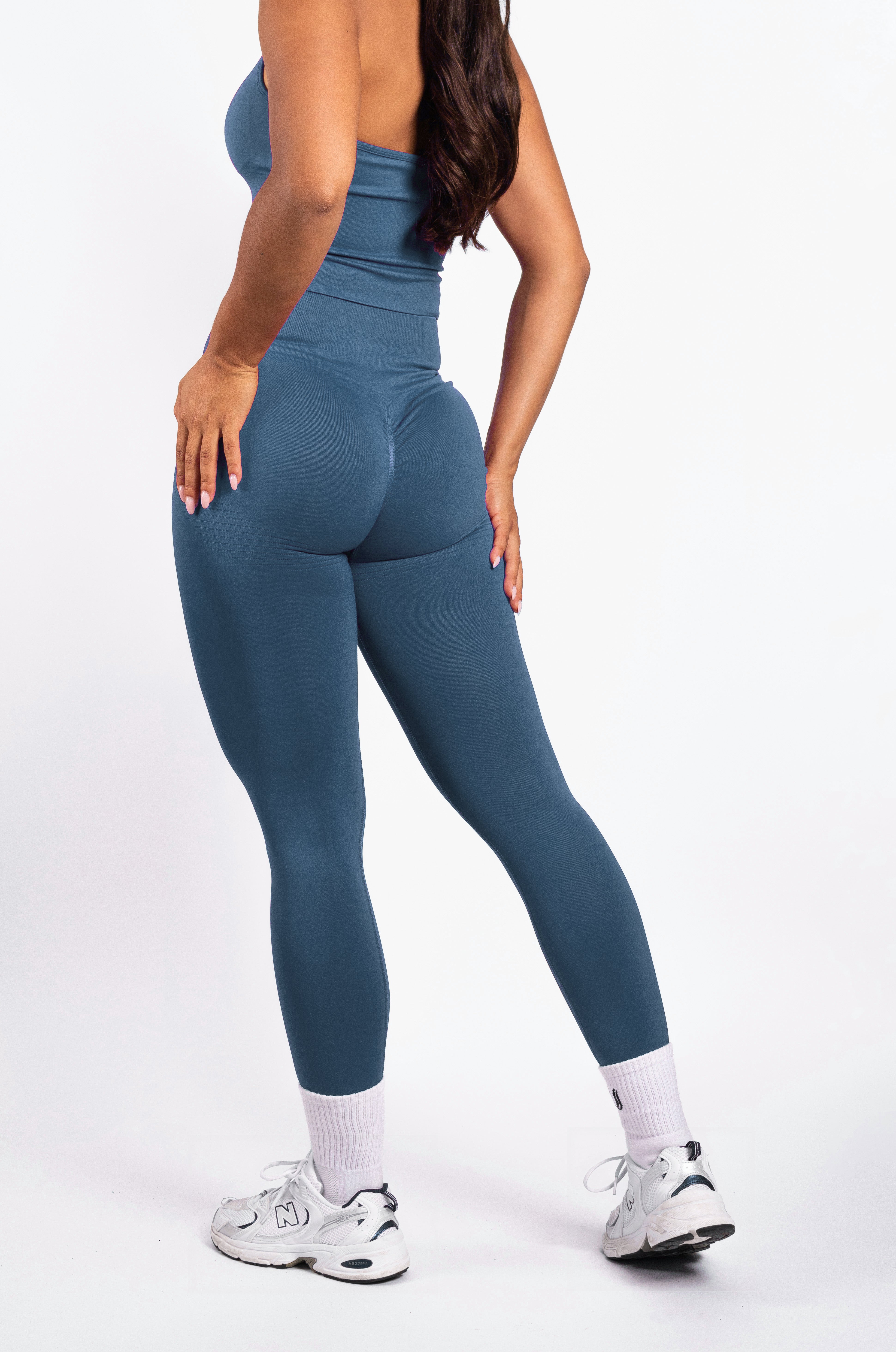 Bibi | Geribde Naadloze Legging – Blauw - afbeelding 2