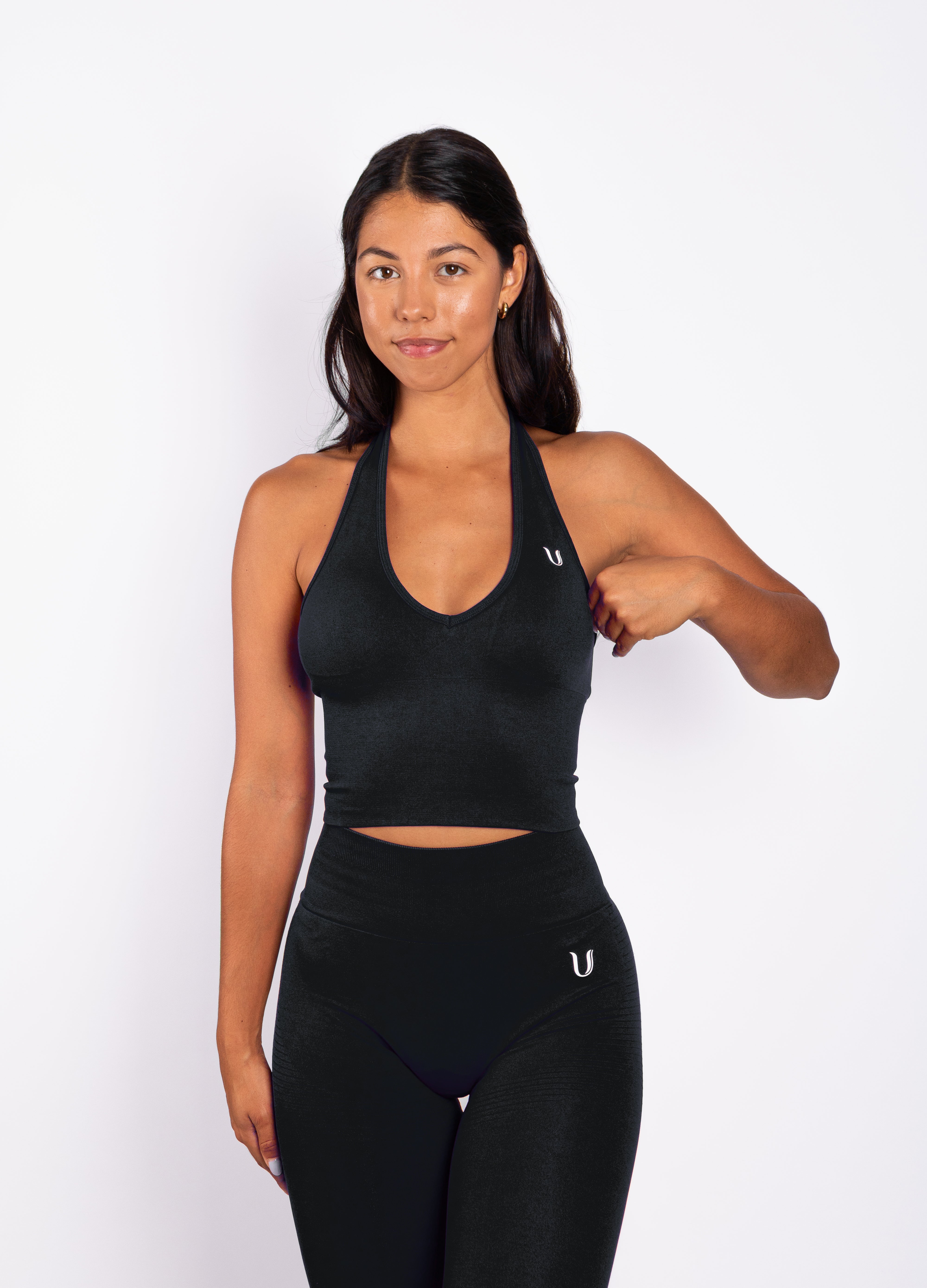 Bibi | Geribde Naadloze Halter Top – Zwart - afbeelding 2