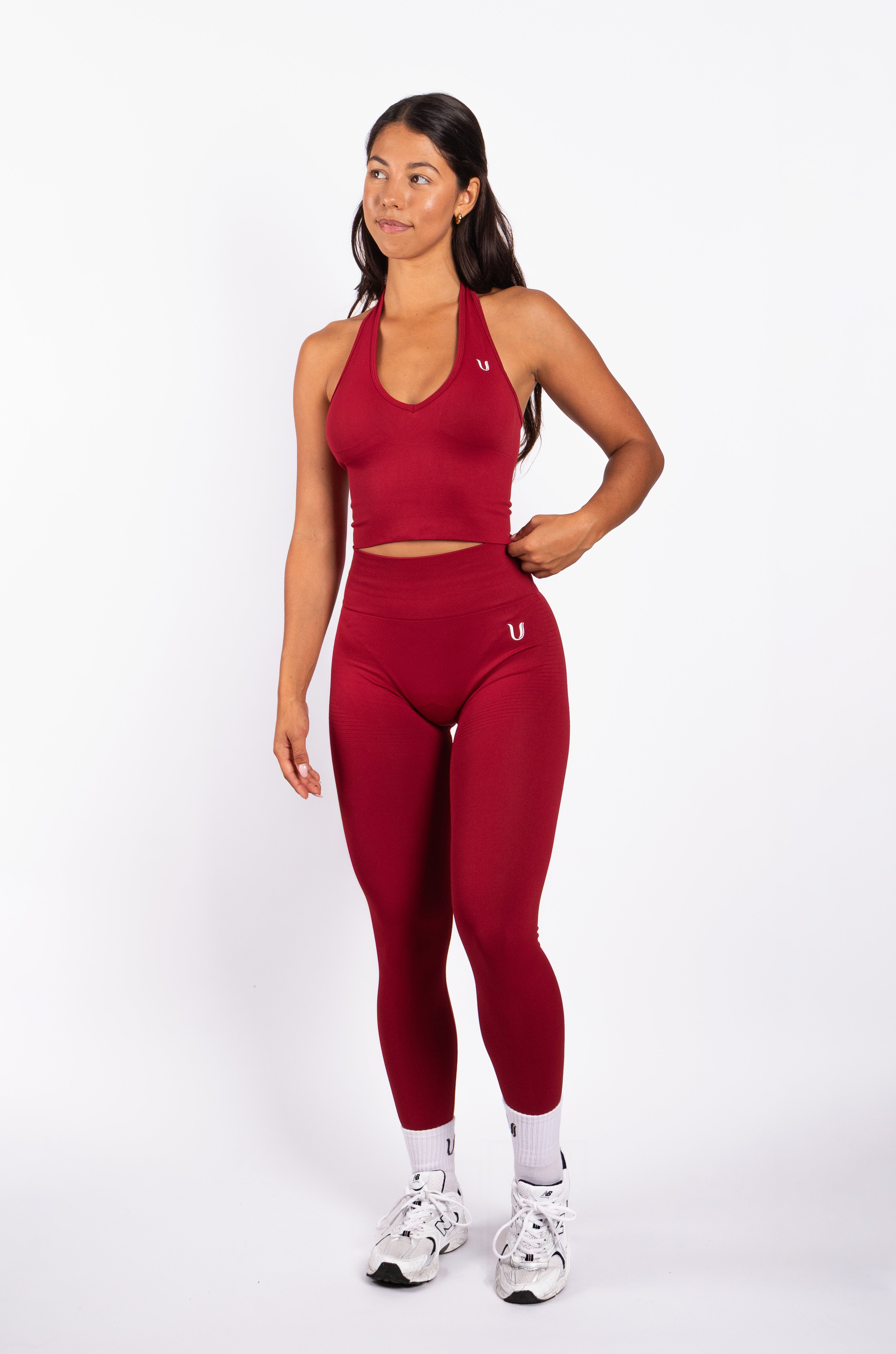 Bibi | Geribde Naadloze Halter Top – Rood - afbeelding 3