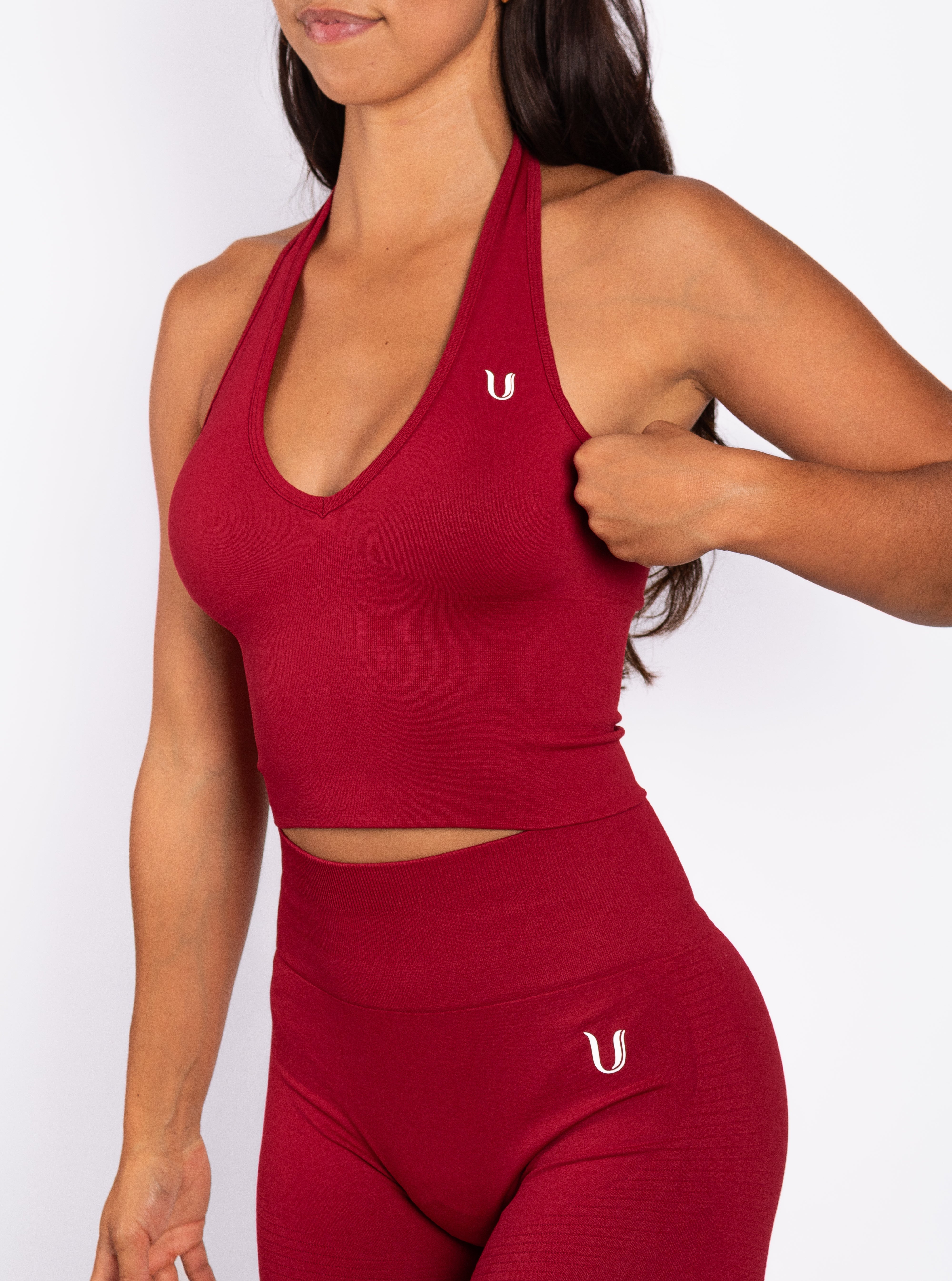 Bibi | Geribde Naadloze Halter Top – Rood - afbeelding 6