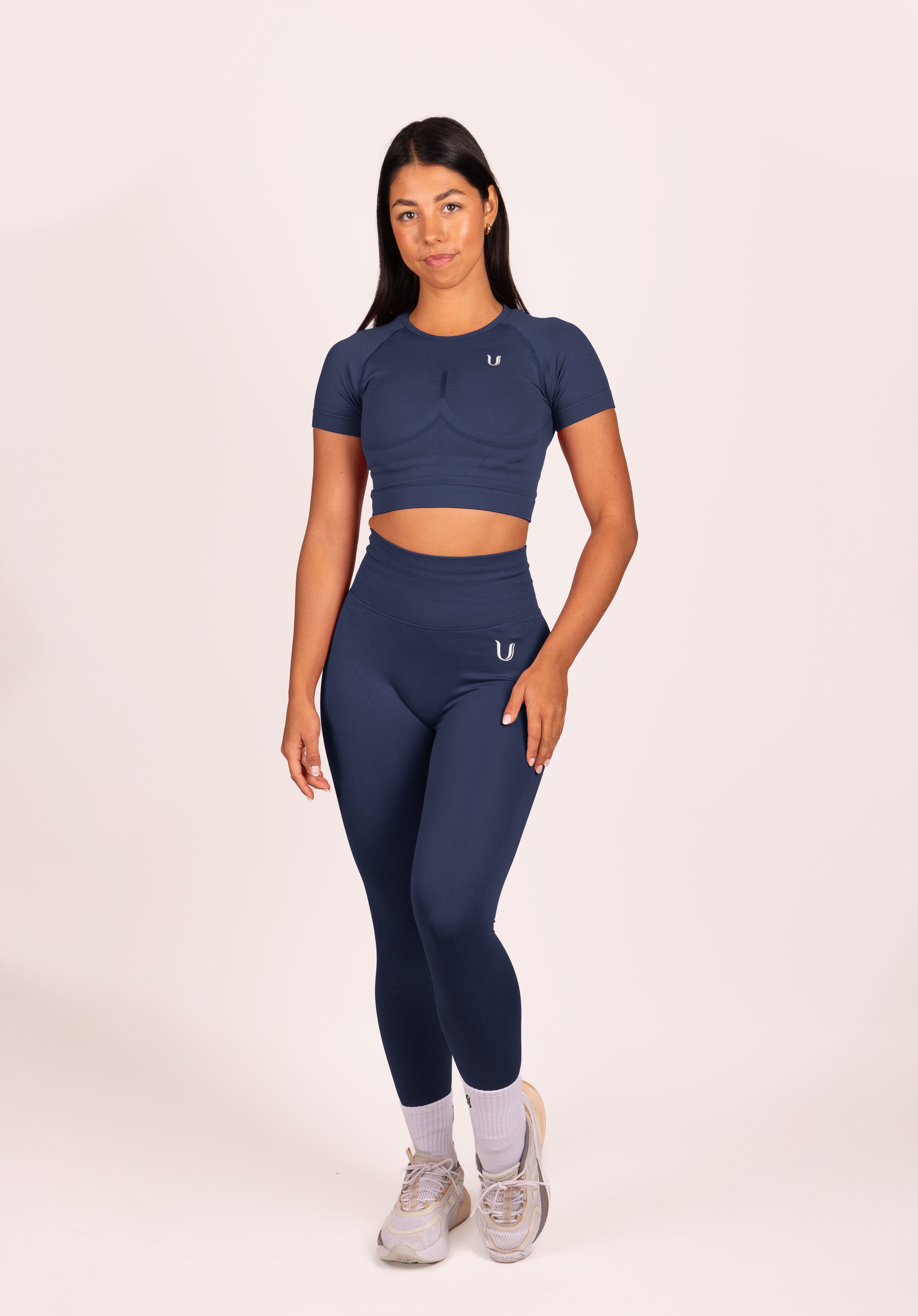 Leonie Premium Scrunch Legging Donkerblauw - Dames fitness kleding zijkant