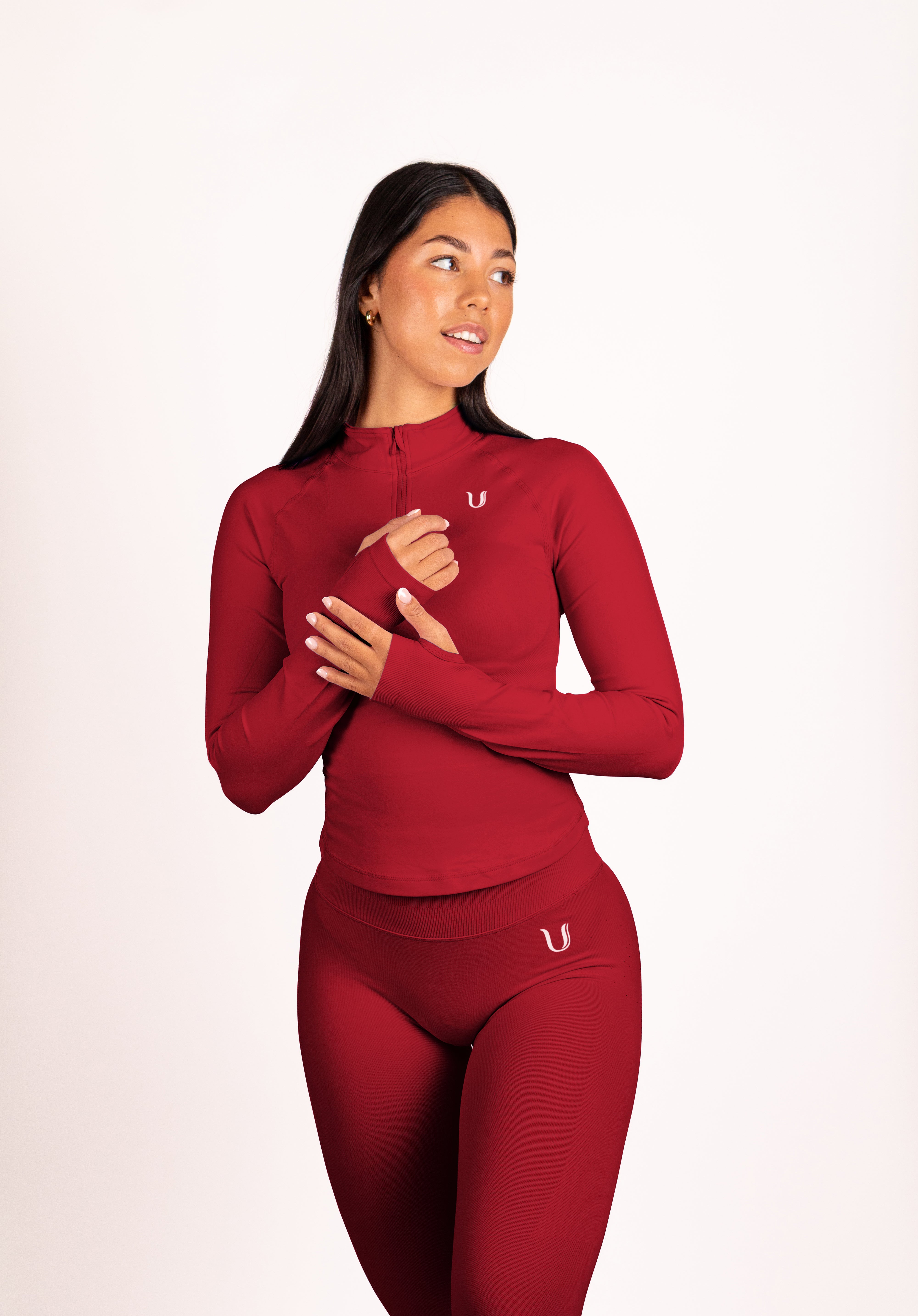 Beau Half Zip Lange Mouwen Top Rood - Dames sportkleding afbeelding 6