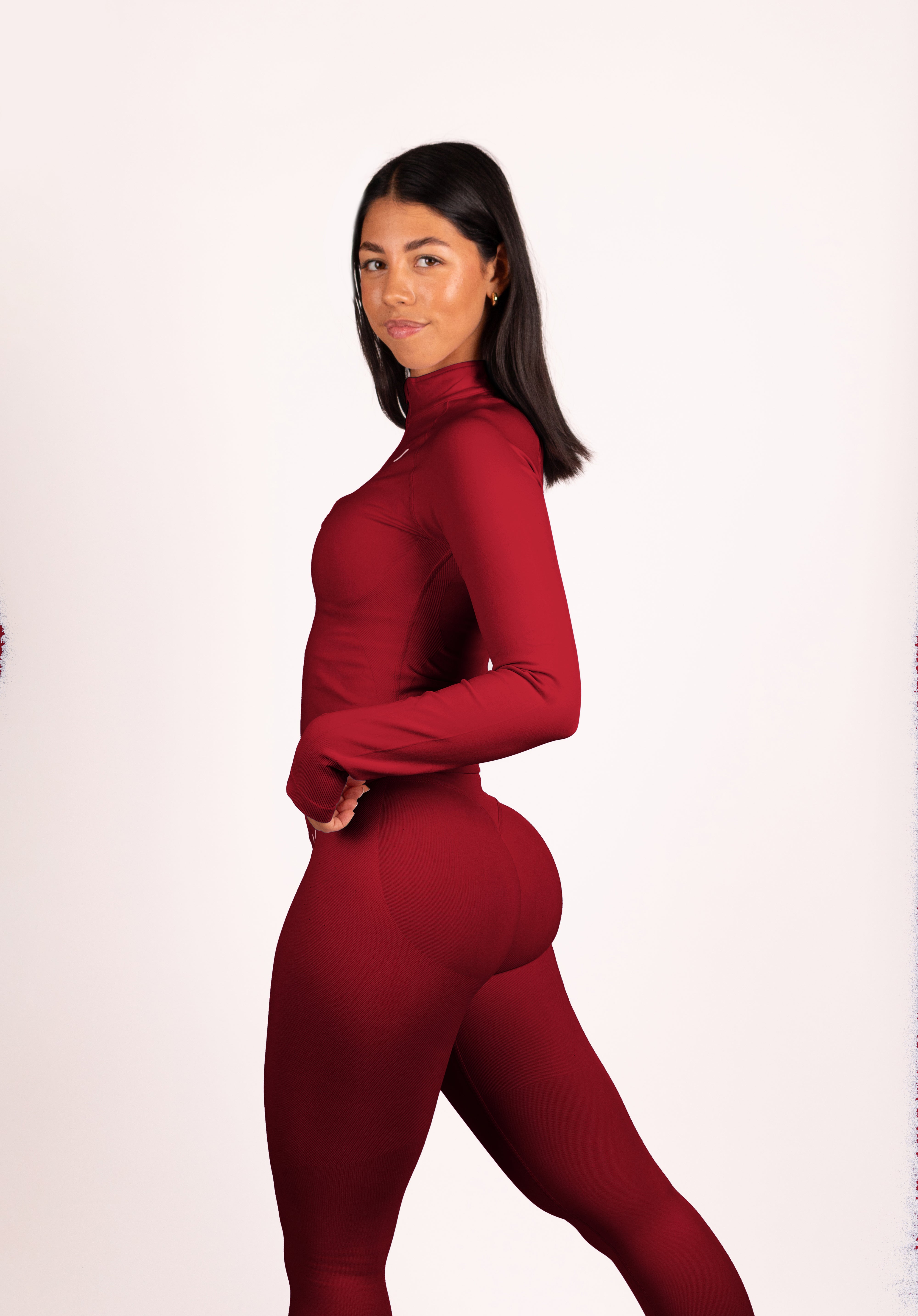 Beau Half Zip Lange Mouwen Top Rood - Dames sportkleding afbeelding 12