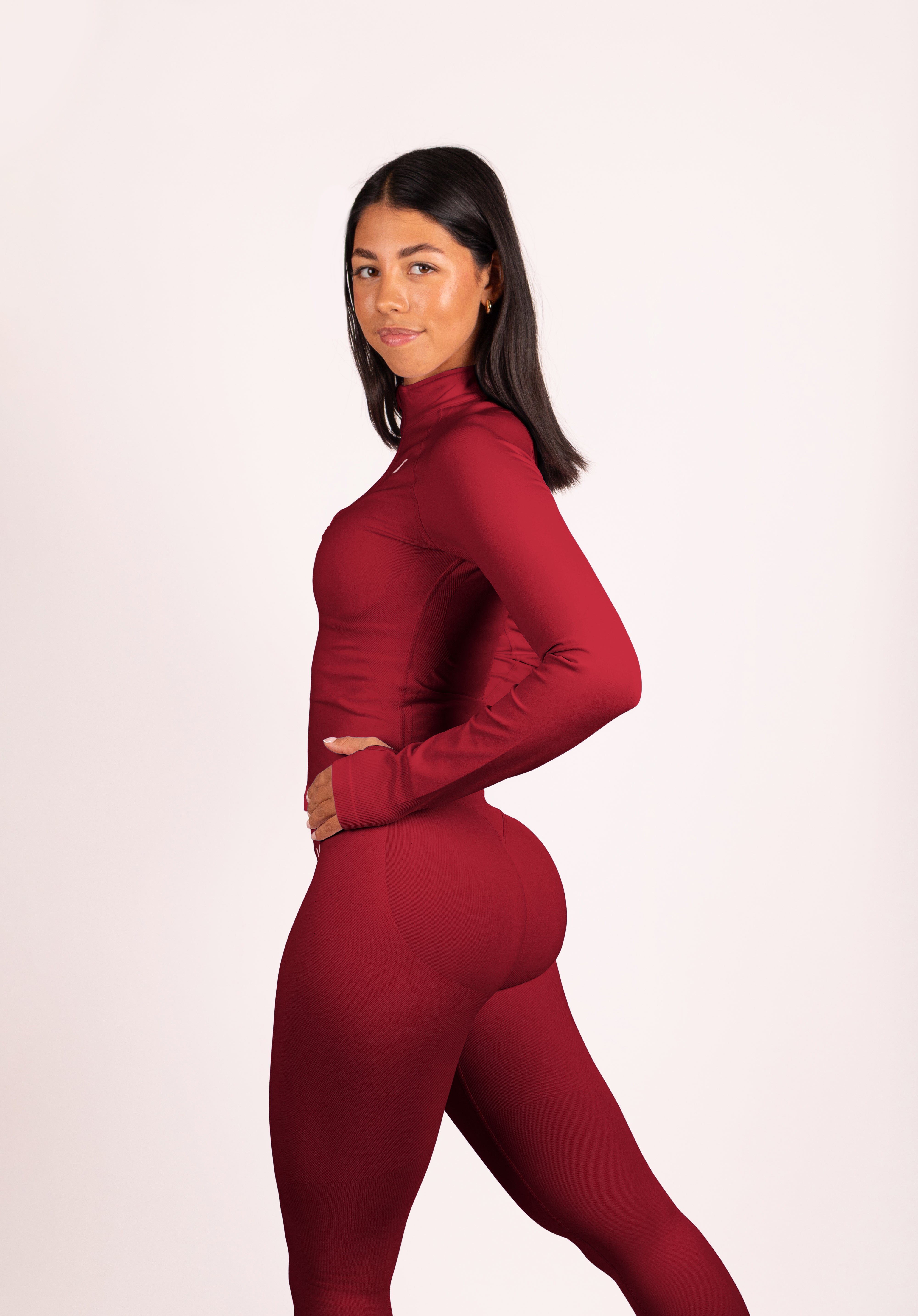 Beau Half Zip Lange Mouwen Top Rood - Dames sportkleding afbeelding 11