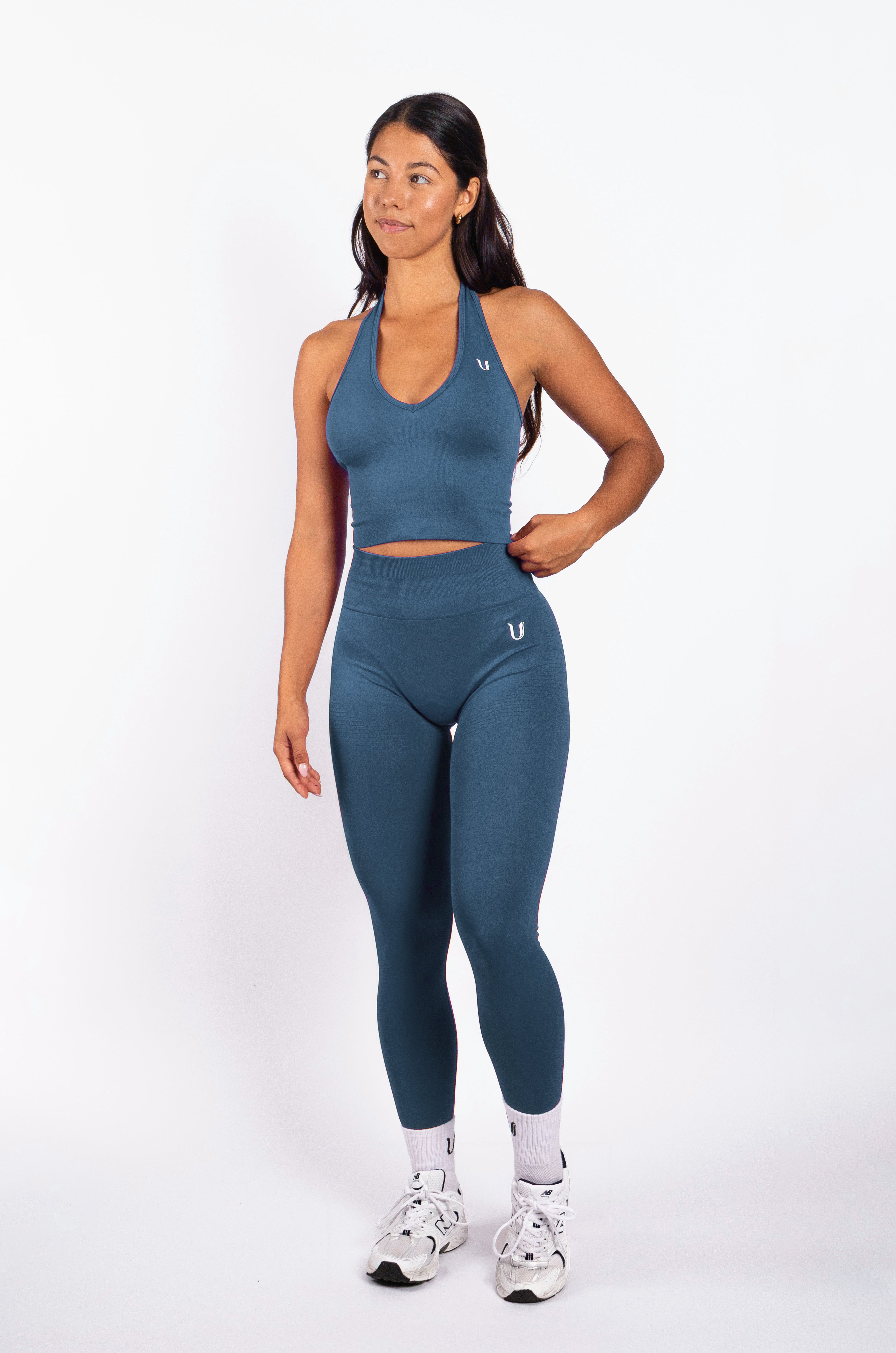 Bibi | Ribbed Seamless Halter Top – Blue
