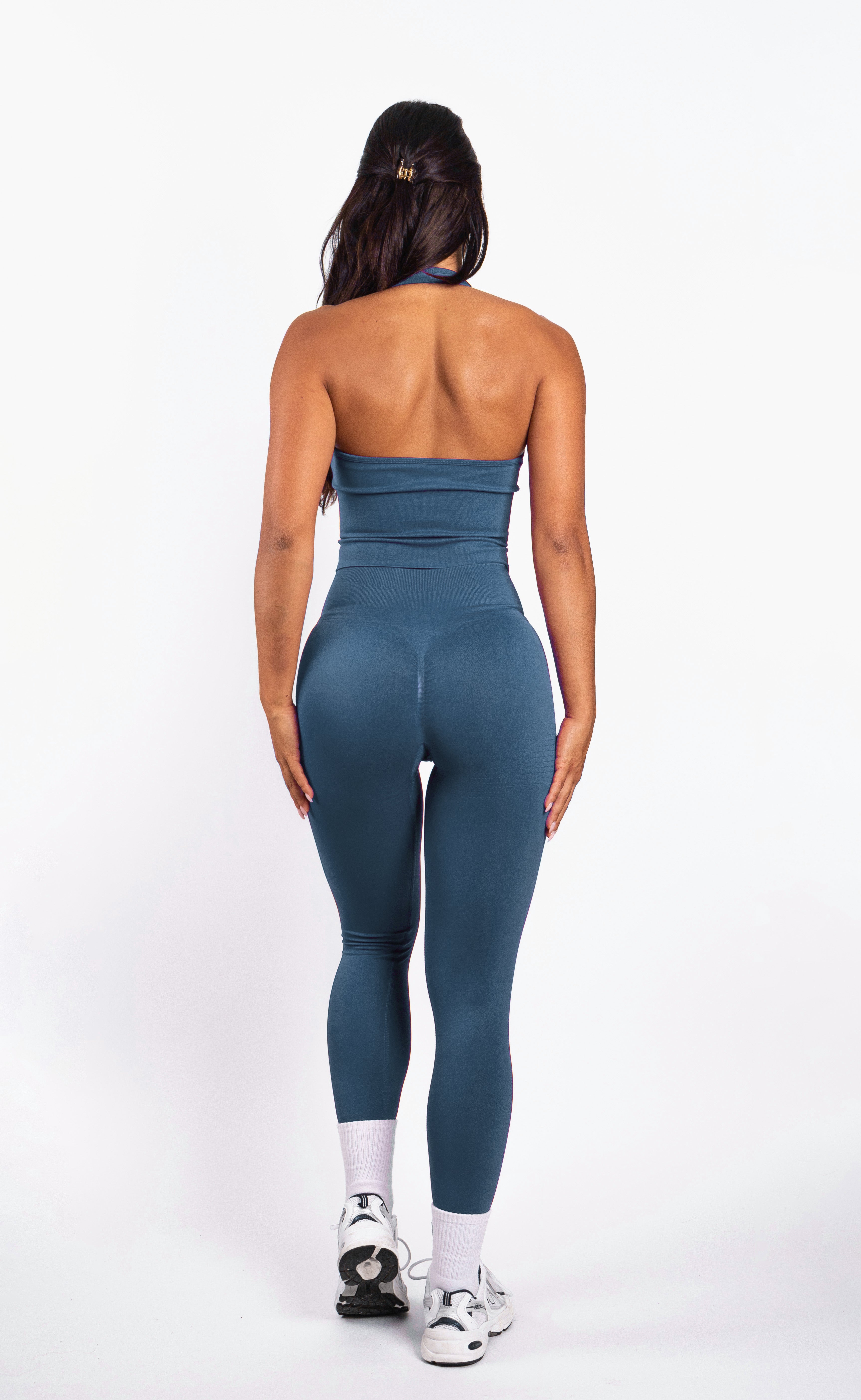 Bibi | Brassière Halter Côtelée Seamless – Bleu