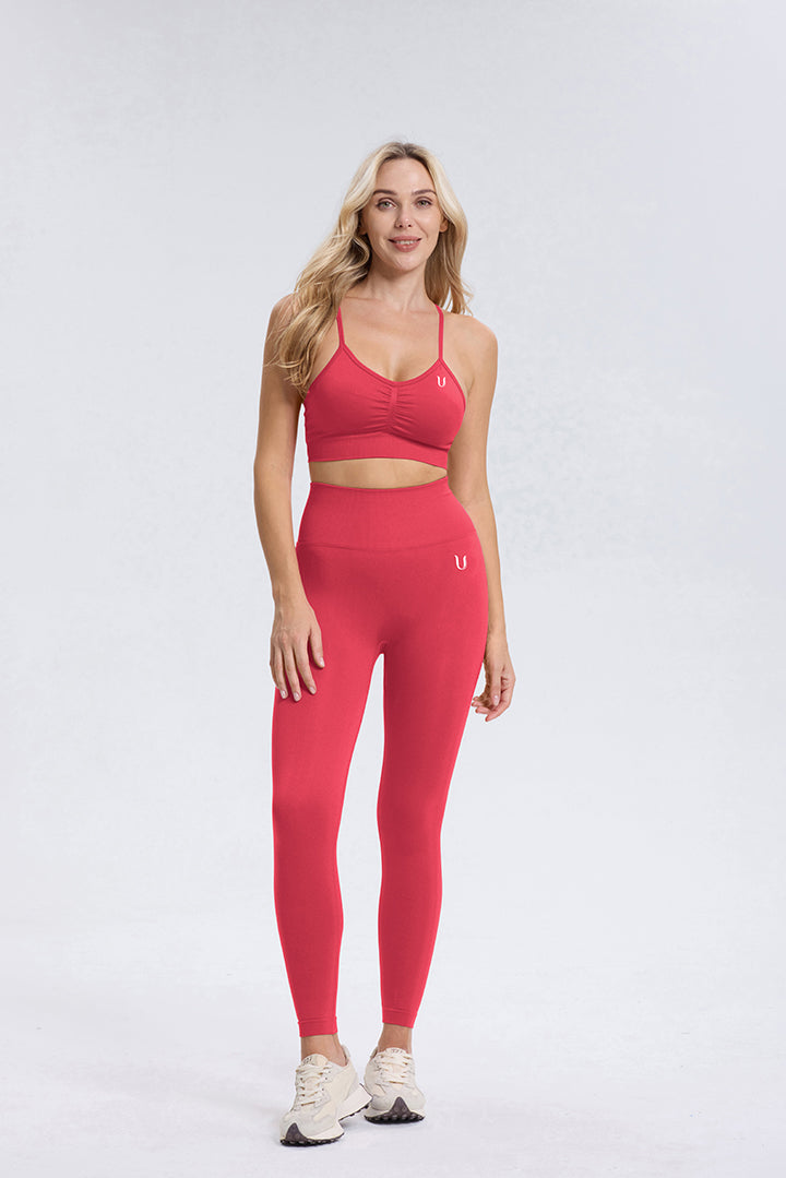 Maeve | High Waist Scrunch Legging - Red