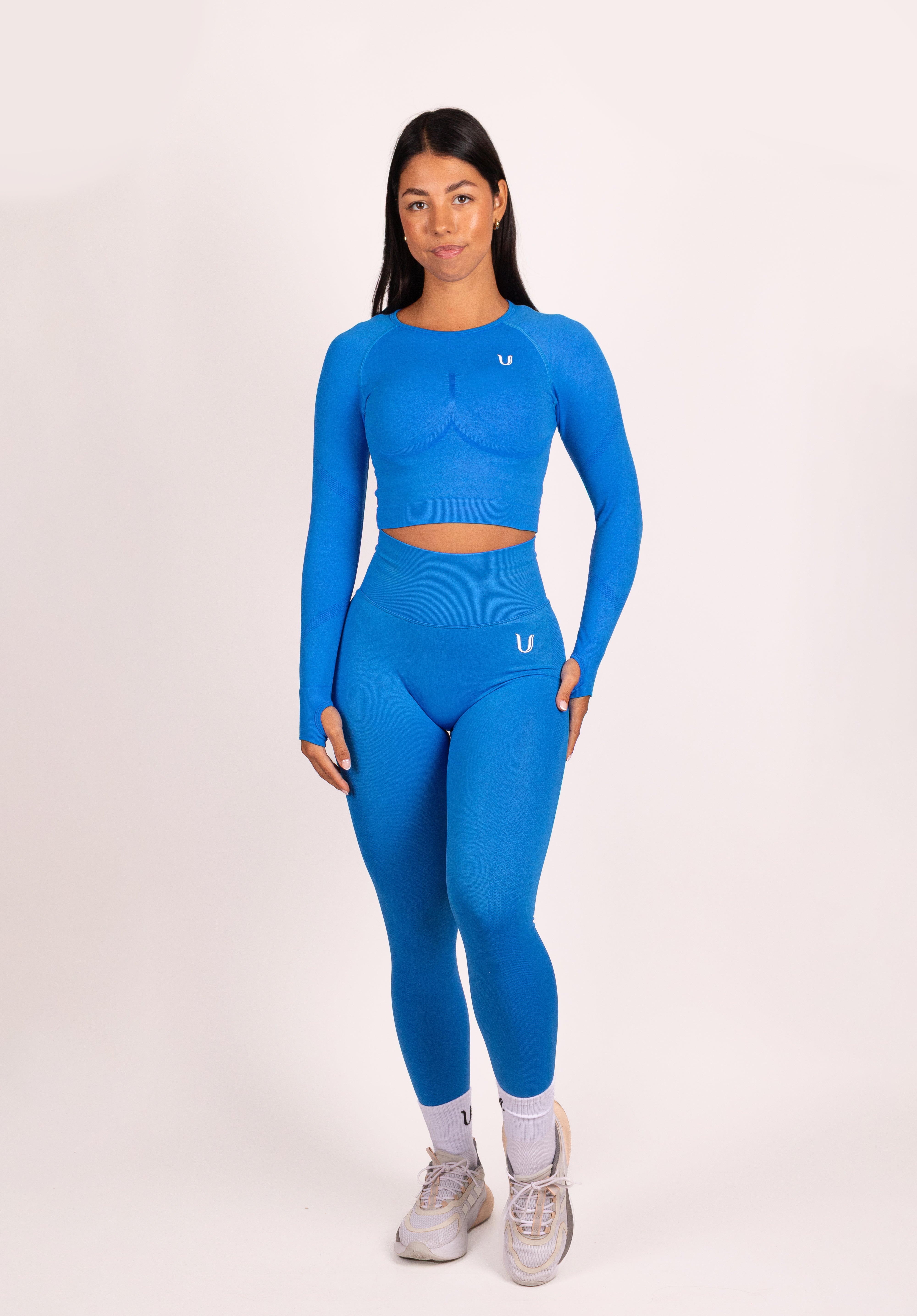 Leonie Premium Scrunch Legging Blauw - Dames fitness kleding zijkant