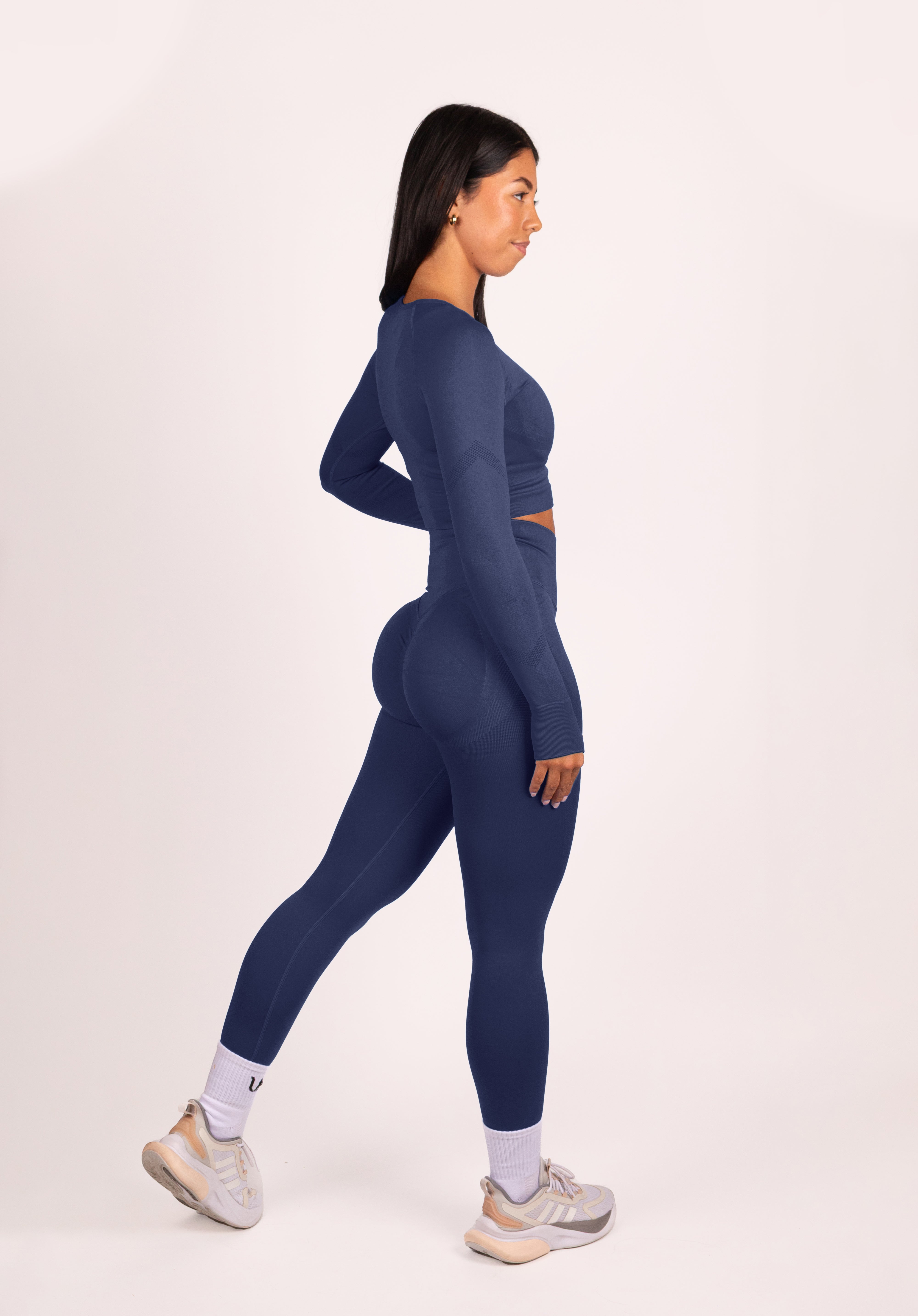 Leonie Premium Scrunch Legging Donkerblauw - Dames workout kleding achterkant