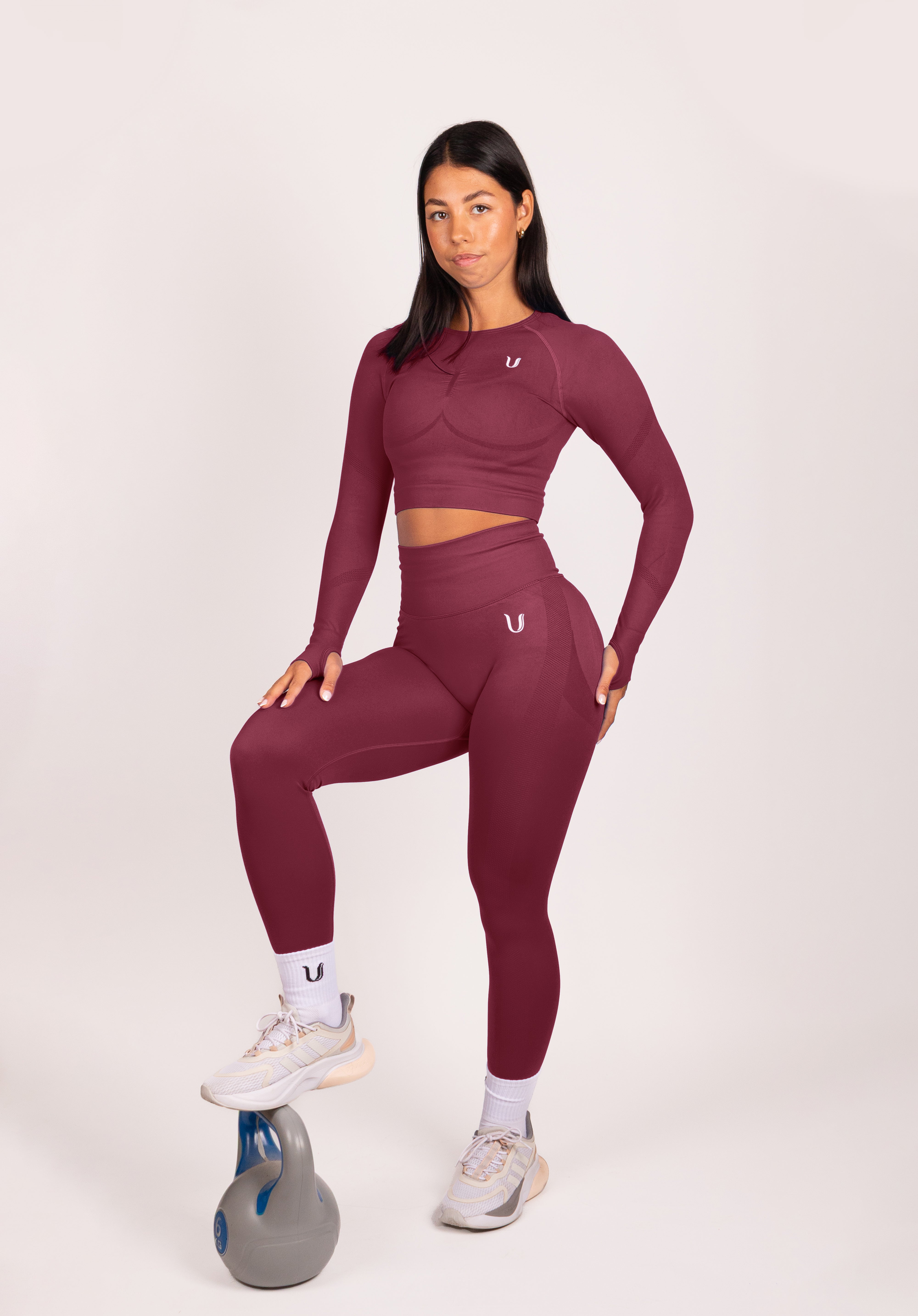 Leonie Premium Scrunch Legging Wijnrood - Dames activewear detail