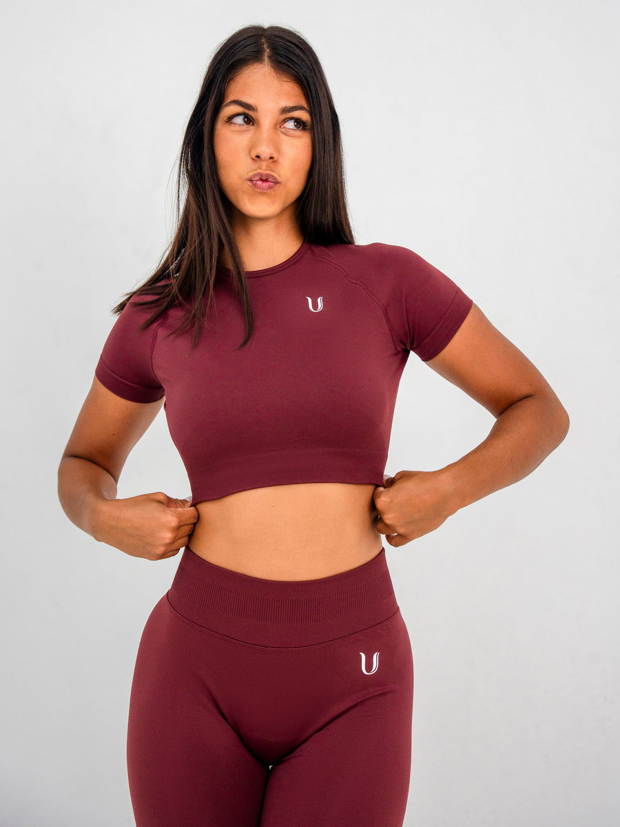 Luna | Premium Seamless Crop Top - Bordeaux