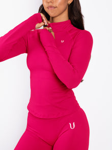 Beau | Top Demi-Zip Manches Longues - Rose