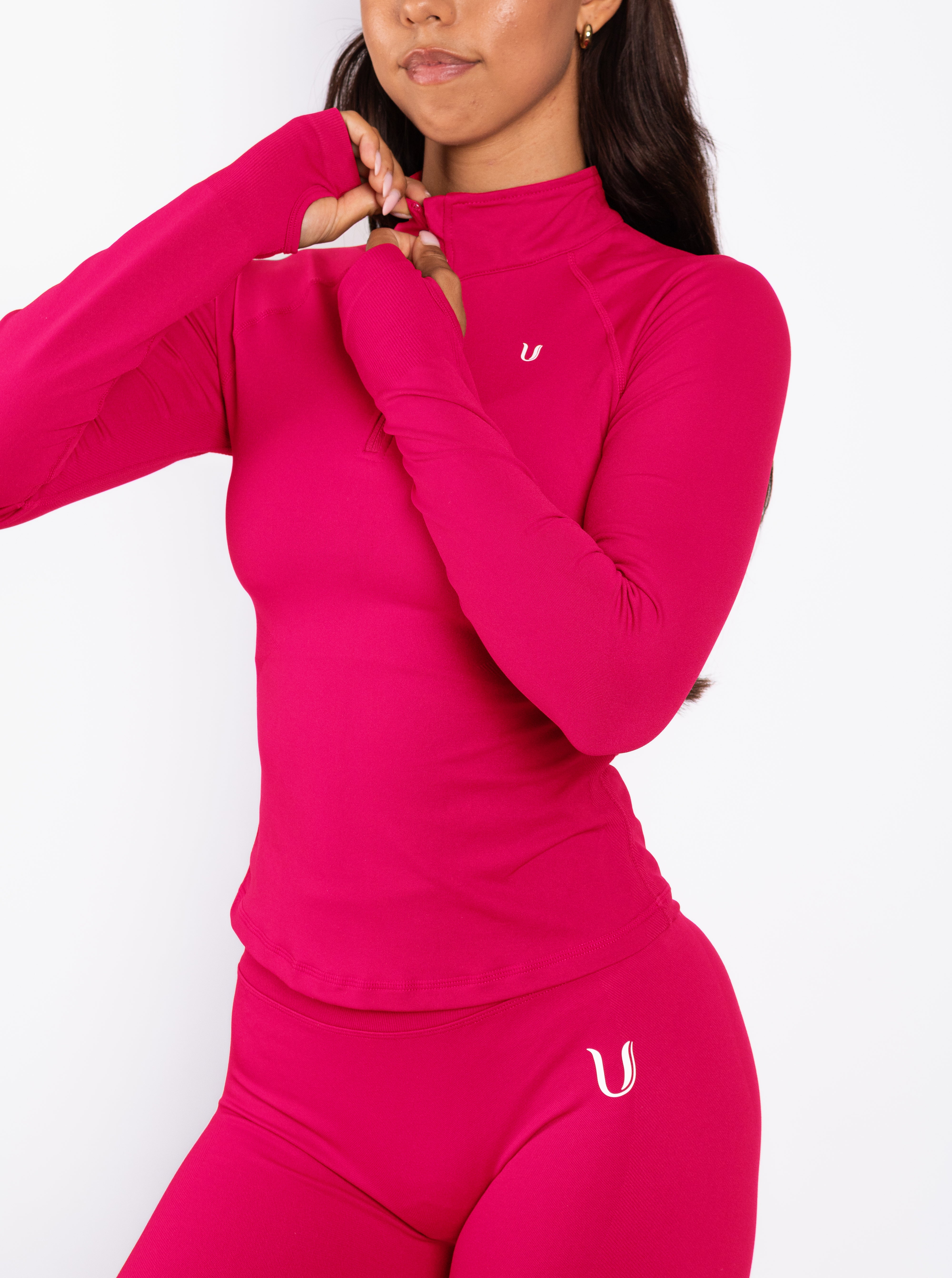 Beau | Top Demi-Zip Manches Longues - Rose