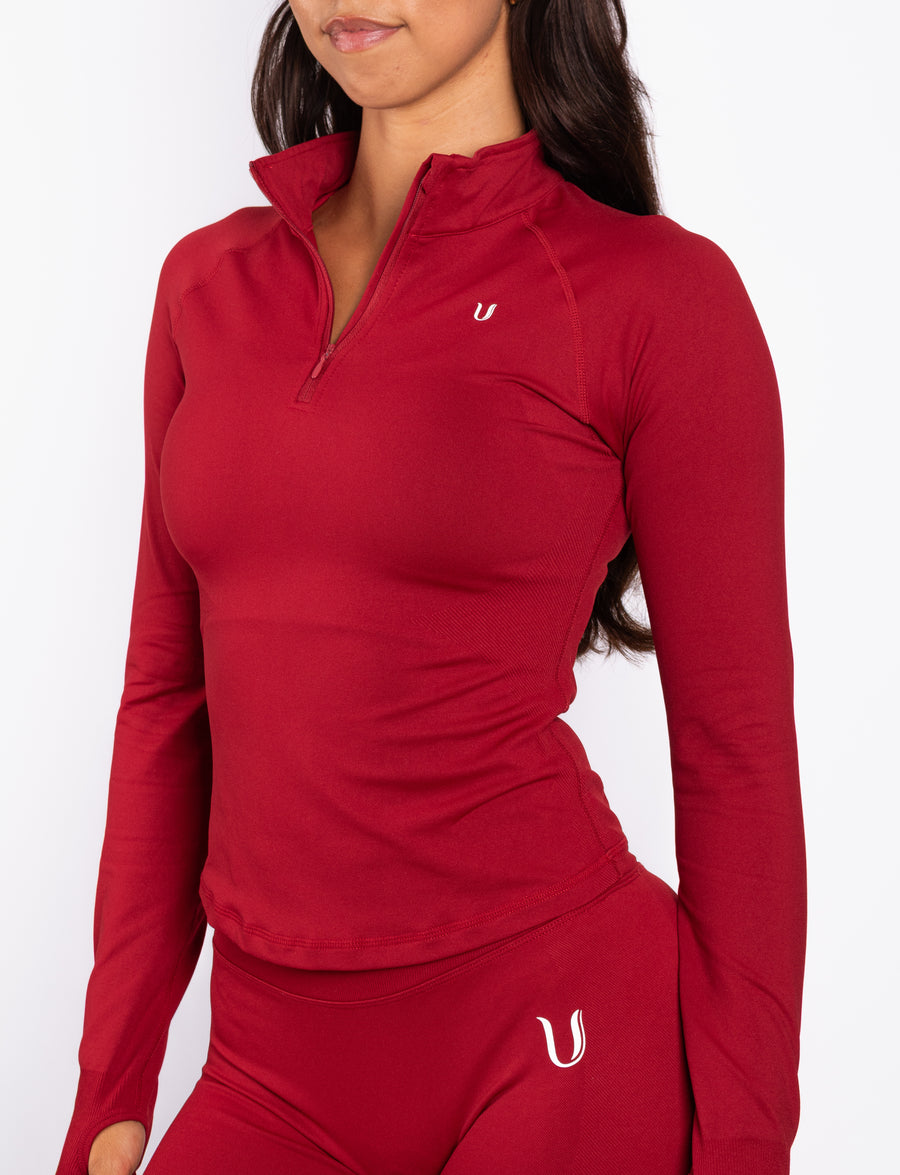 Beau | Top Demi-Zip Manches Longues - Rouge