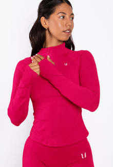 Beau | Top Demi-Zip Manches Longues - Rose