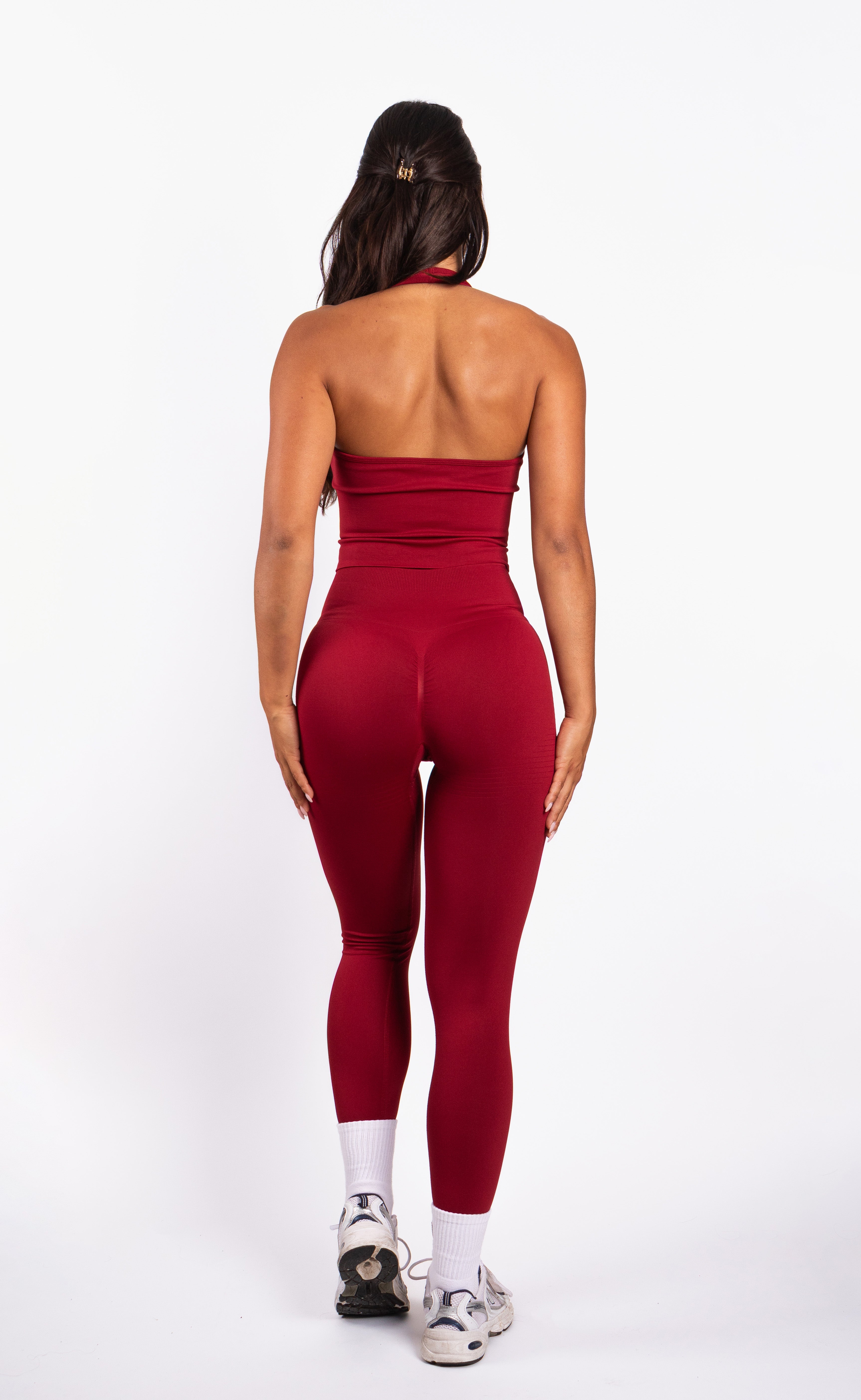 Bibi | Ribbed Seamless Halter Top – Red