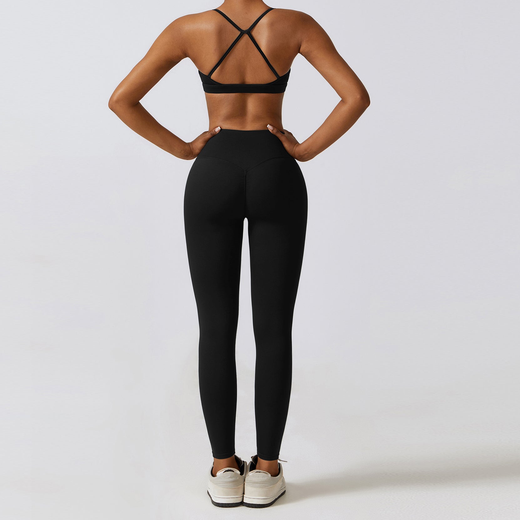 Hailey Set | Ensemble Top et Legging sans Couture - Noir