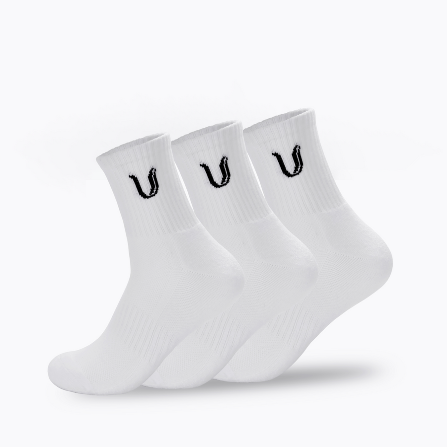 Ultimate Gainz - Chaussettes de Performance Unisexes - Blanc 3 Paires